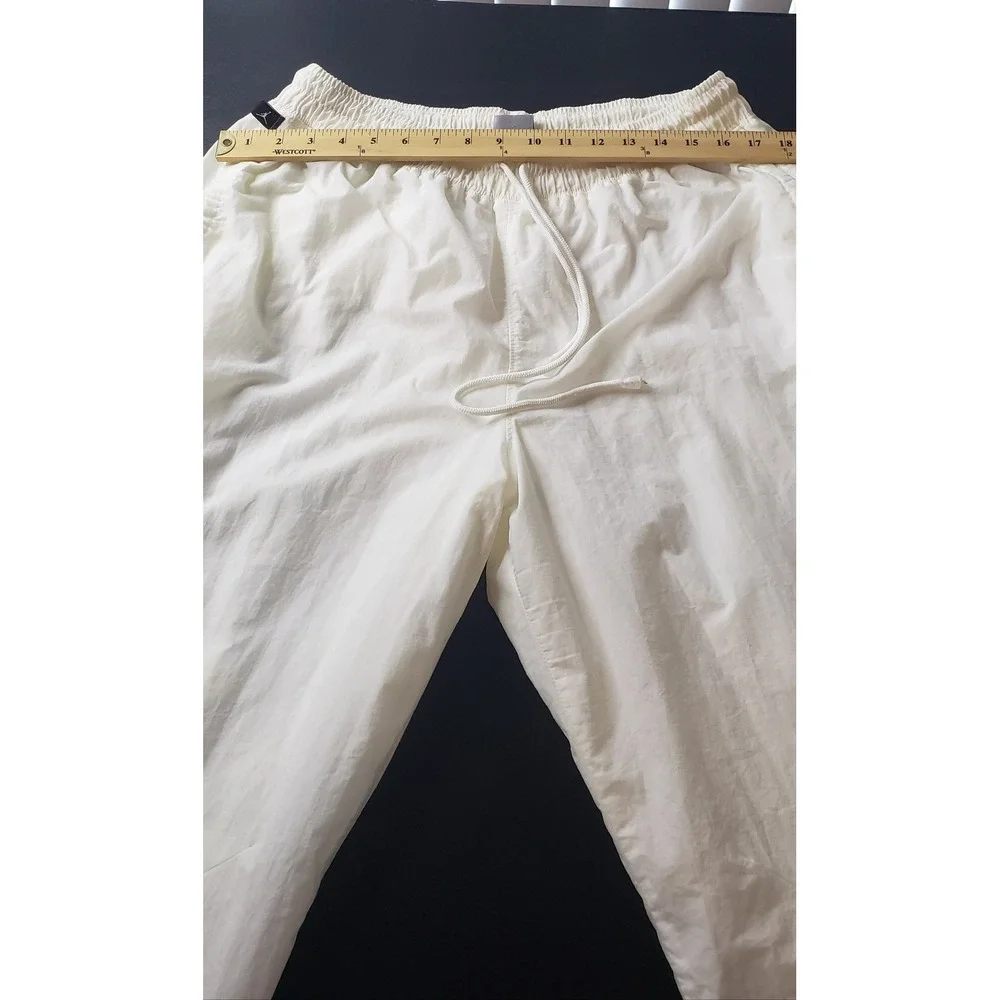 Jordan Mens White Nylon Track Pants Bungee Cinch Joggers Jumpman L Activewear